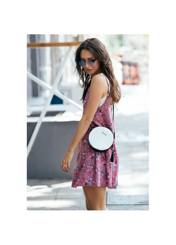 Круглая кожаная сумка женская через плечо Tablet черно-белая BlankNote (302008696)