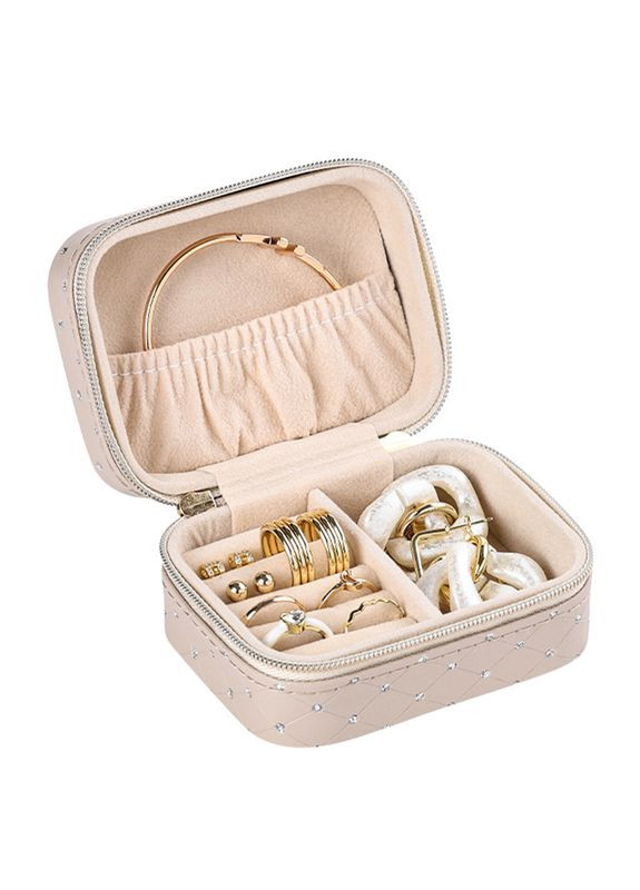 Скринька Casegrace для прикрас та ювелірних виробів портативна з блискавкою, Beige No Brand (362455984)