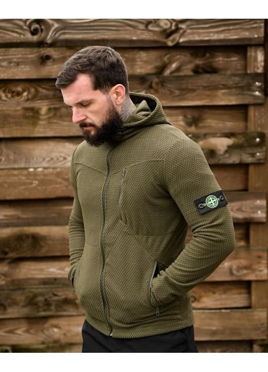 Мужская демисезонная кофта на флисе Stone Island черная No Brand (370603924)