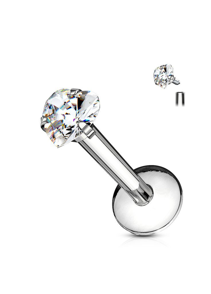 Сережка мікролабрет LSI6-16063C із сталі з фіанітом для пірсингу хряща вуха, монро (Штанга: 6мм) Spikes (333698572)