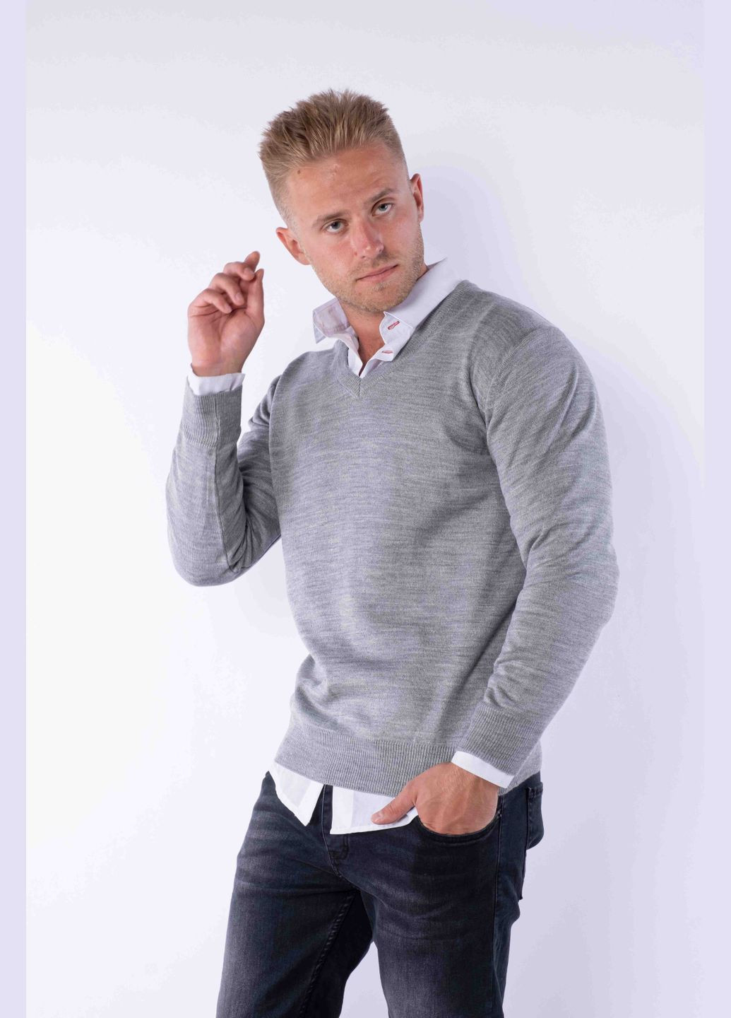 Серый демисезонный пуловер (серый) Time of Style