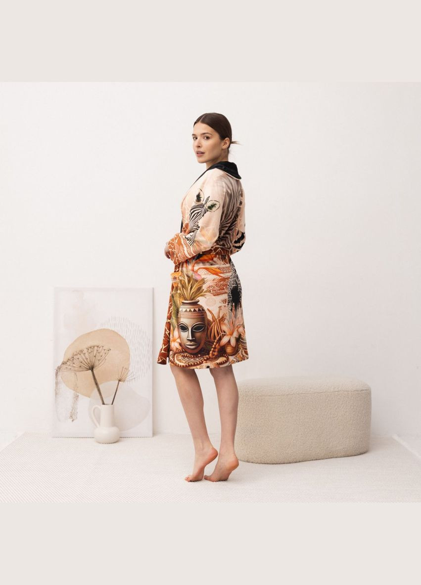 Халат жіночий з плюшевого велюру ексклюзивний Wild Africa 18356 2XL-3XL FlexDress (336766952)