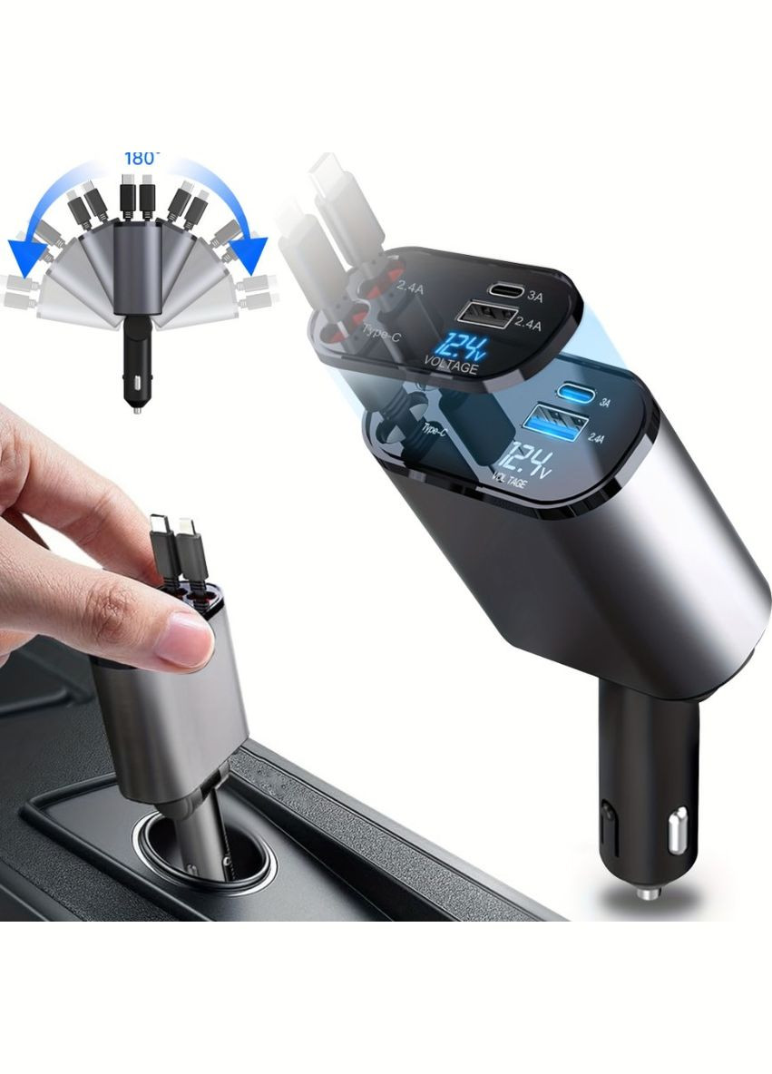 Автомобильное зарядное устройство в прикуриватель с быстрой зарядкой 4в1 Type-C 14x6.5x3.5 см (2104618591) No Brand (336213557)