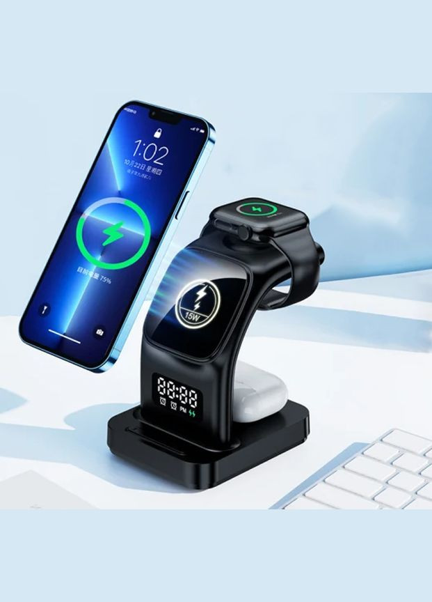 Бездротова Зарядна станція-годинник ET-WC37 15W Earldom (301087015)