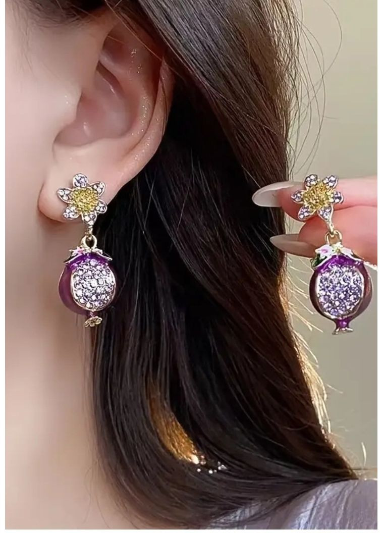 Розкішні сережки гранати в стразах, 1456 No Brand (362050374)