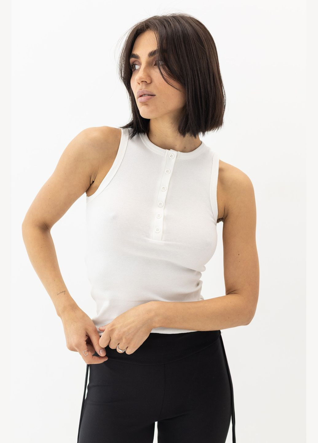 Майка в рубчик на пуговицах - коричневый цвет Lurex — 330988888