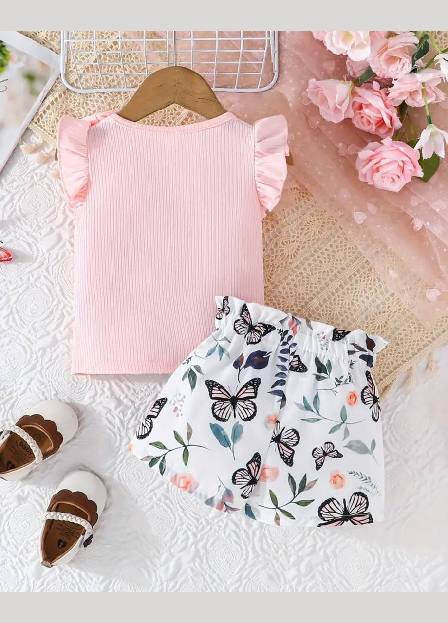 Світло-рожевий літній комплект для дівчинки No Brand Літній комплект