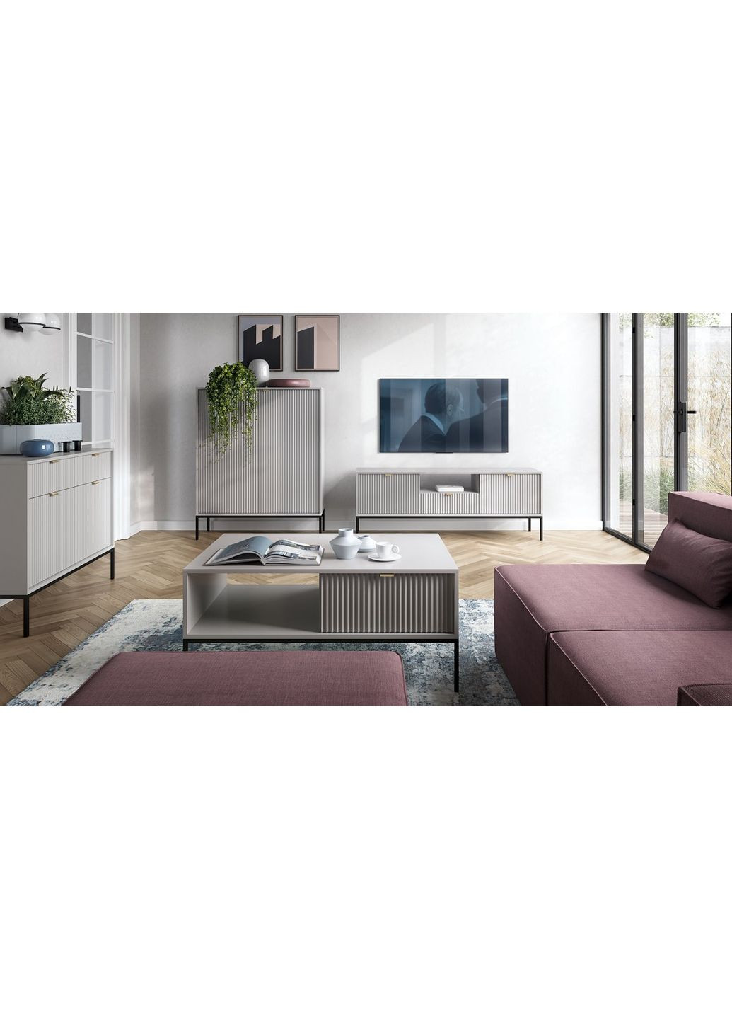 Стіл журнальний Нова / Nova з 2 шухлядами та чорними ніжками L104 Сірий (PFH-091250) Perfect Home (368662987)