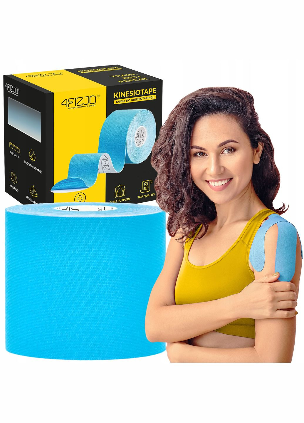 Лента кинезиологическая (кинезио тейп) 7.5 см x 5 м Sky Blue (P-5907739318909) 4FIZJO (301733268)