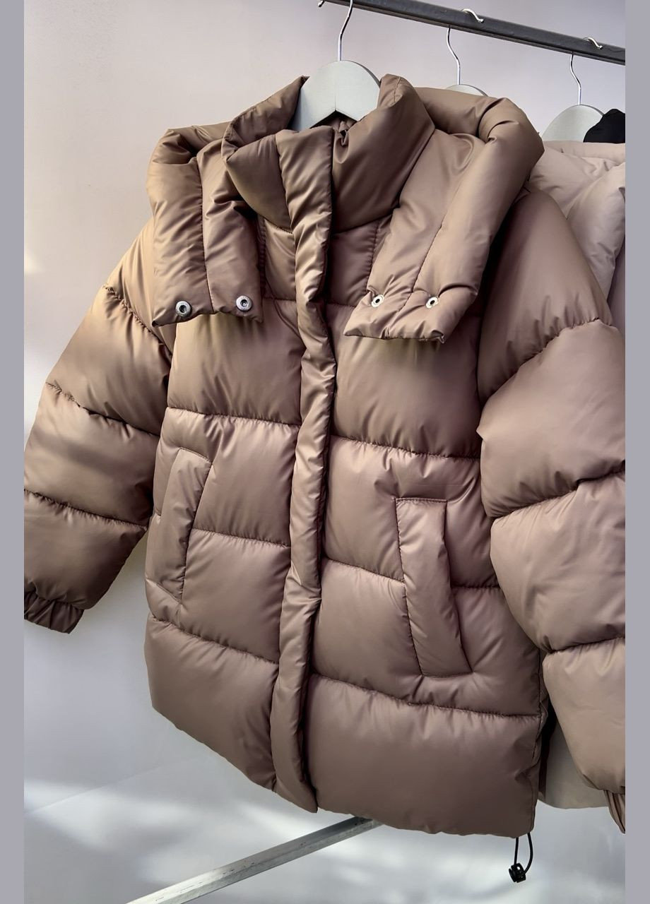 Коричнева зимня підліткова зимова куртка для дівчинки мокко 127178 No Brand