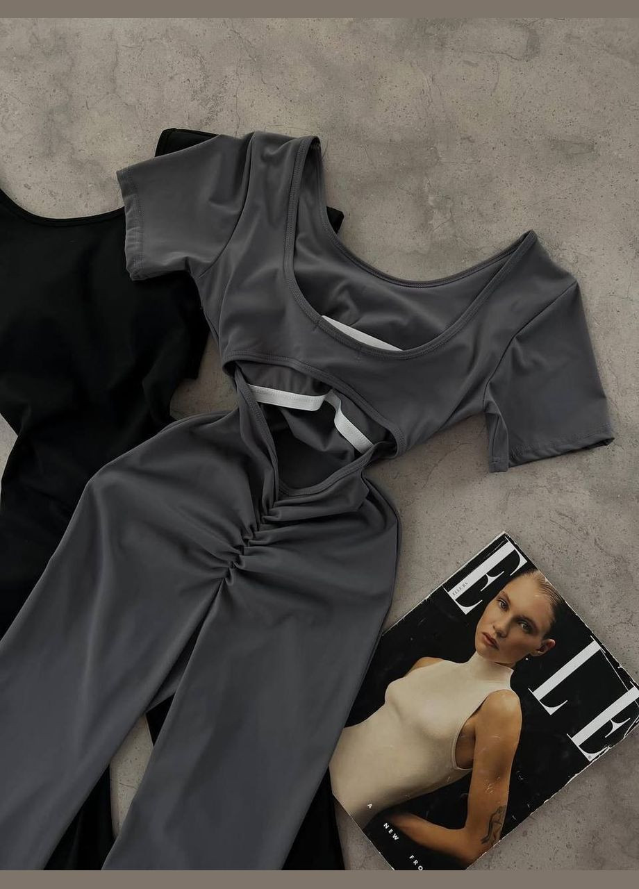 Жіночий комбінезон FINO Mode комбінезон-брюки однотонний сірий повсякденний, кежуал