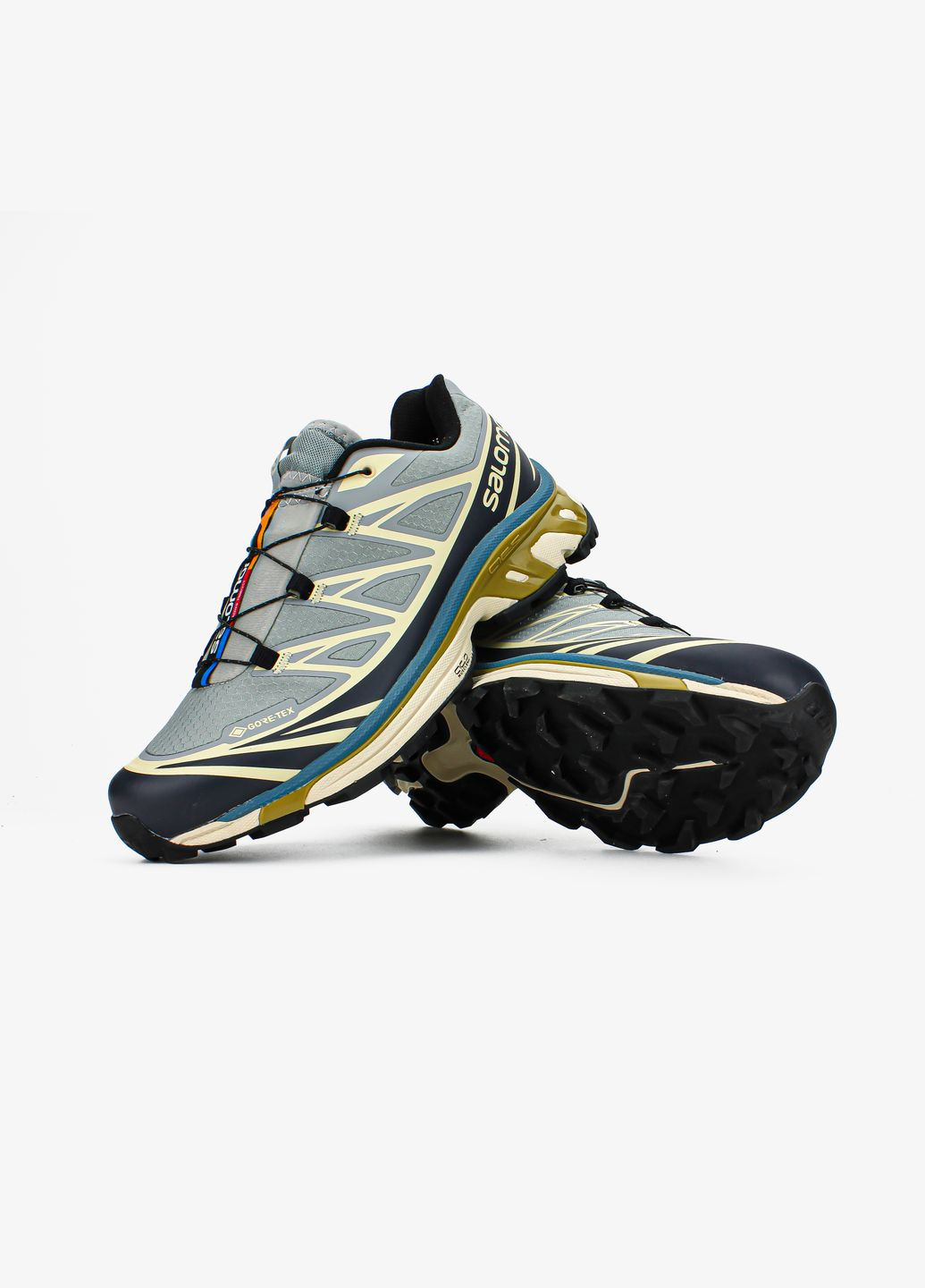 Синие демисезонные кроссовки мужские salomon xt-6 adv dover grey beige gore-tex | саломон хт-6 синие No Brand