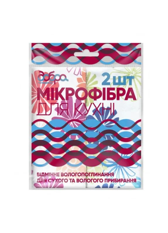 Серветки для прибирання з мікрофібри для кухні 2 шт. (4820086522052) Добра Господарочка (396921844)