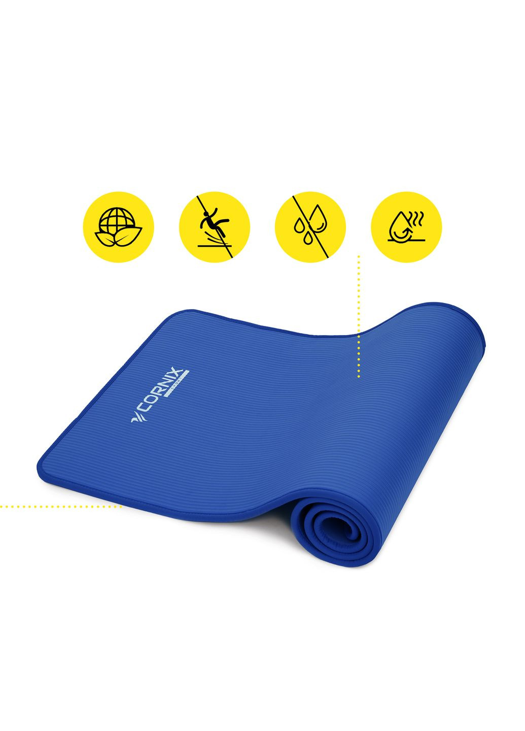 Коврик спортивный NBR 183 x 61 x 1 cм для йоги и фитнеса Blue/Blue Cornix XR-0096 (275654259)