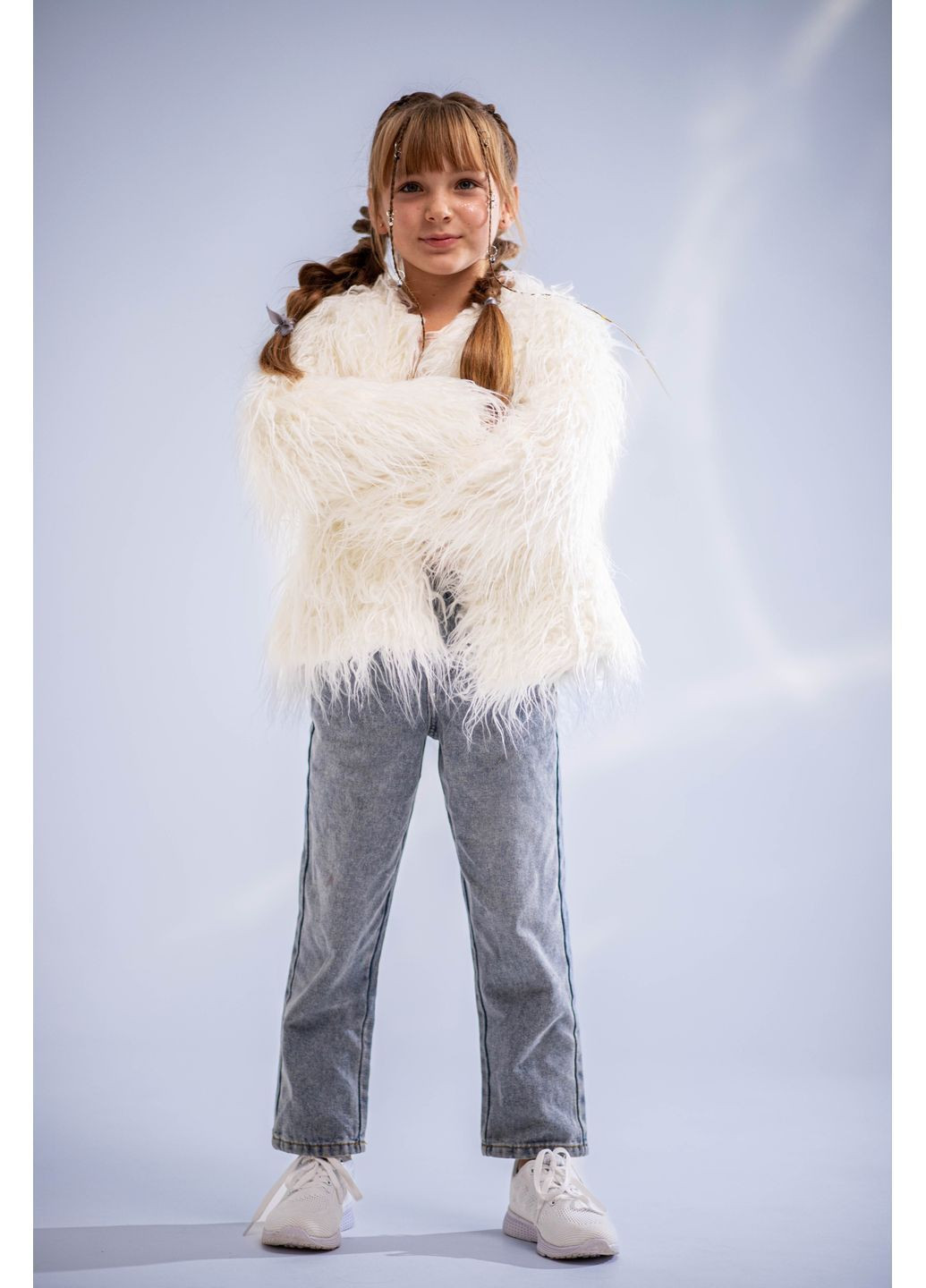 Дитяча шуба з штучного хутра лама біла No Brand (368895310)