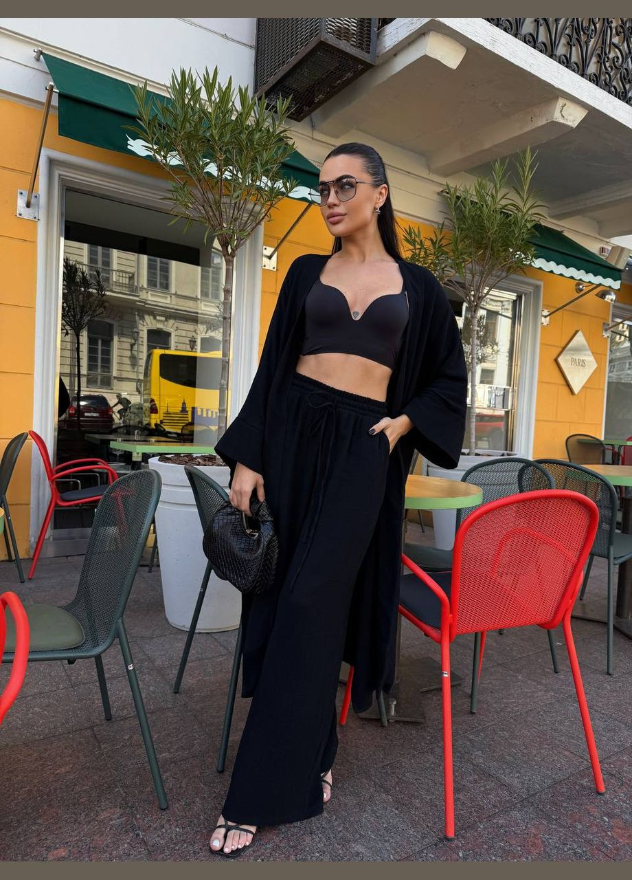 Чорний комплект з натуральної тканини Luna