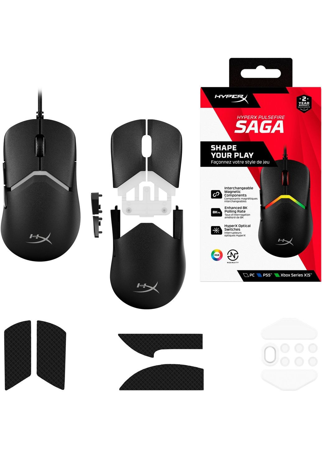 Мышь A2PB3AA Pulsefire SAGA, RGB, USB-A, HyperX (362712727)