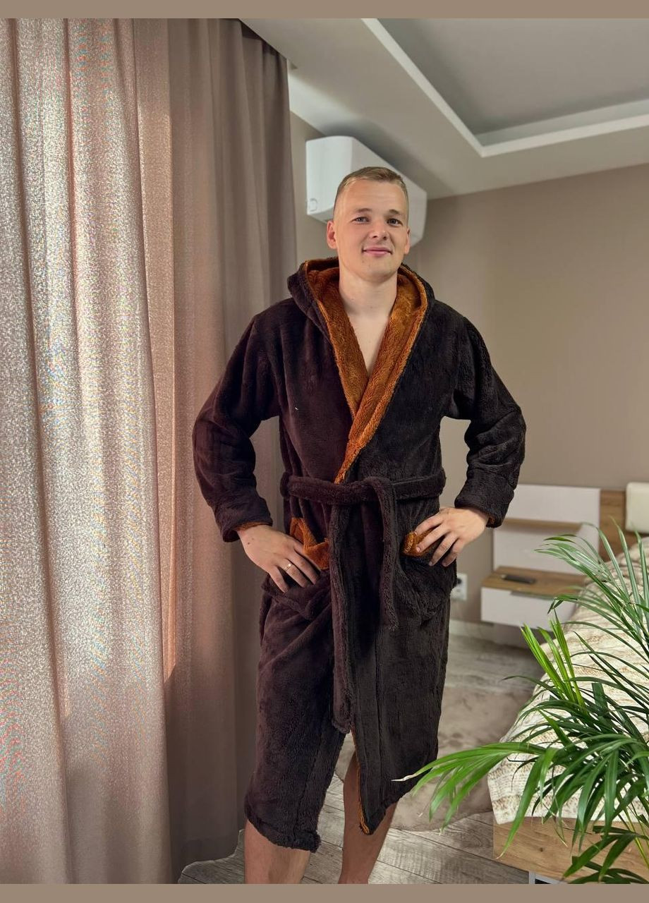Халат чоловічий махровий XXXL Коричневий (П4К-Al-male-halat-003-04) No Brand (308864343)