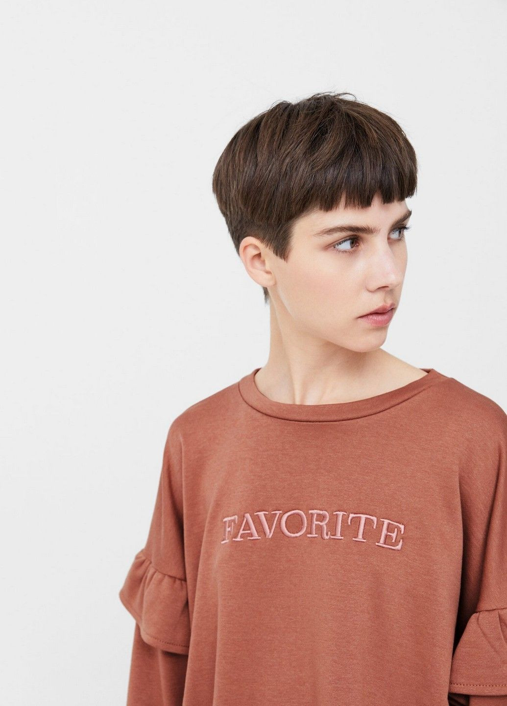 Темно-бежевый свитшот Mango однотонный (365760324)