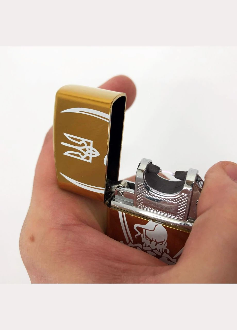 Дуговая электроимпульсная USB зажигалка Украина (металлическая коробка) HL-449. Цвет: золотой No Brand (381037972)