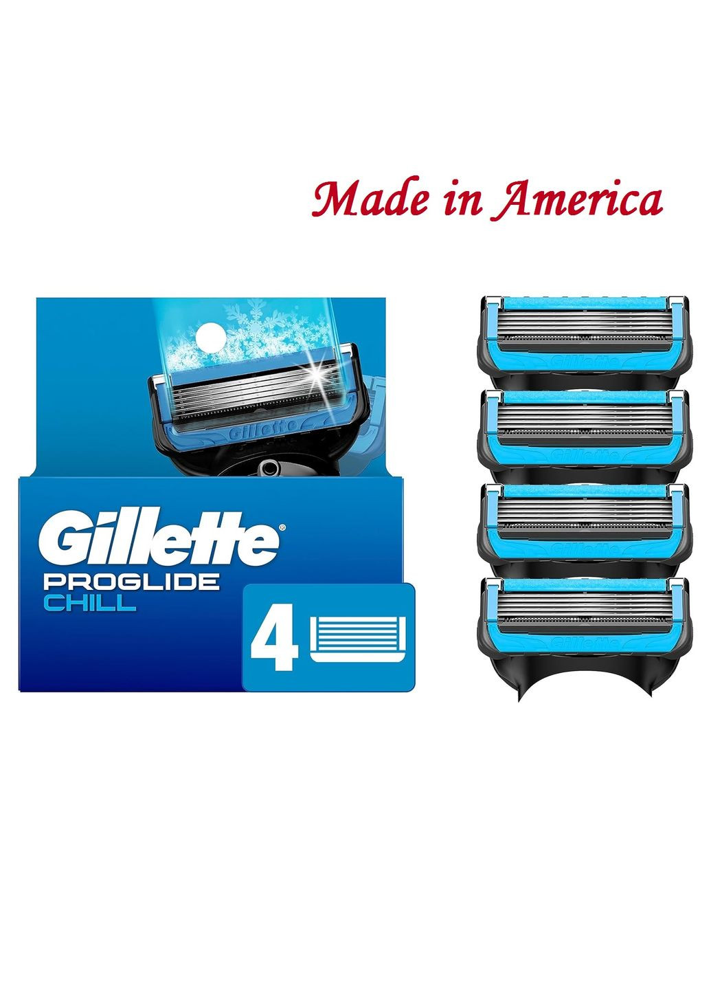 Сменные картриджи для бритвы ProGlide Chill Made in America (4 шт) Gillette (278773549)