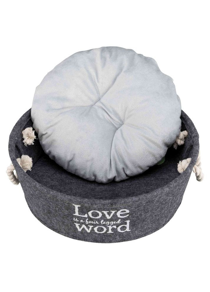 Лежак Lian для собак, с ручками, фетровый/плюшевый, 45 см (серый) Trixie (362702122)