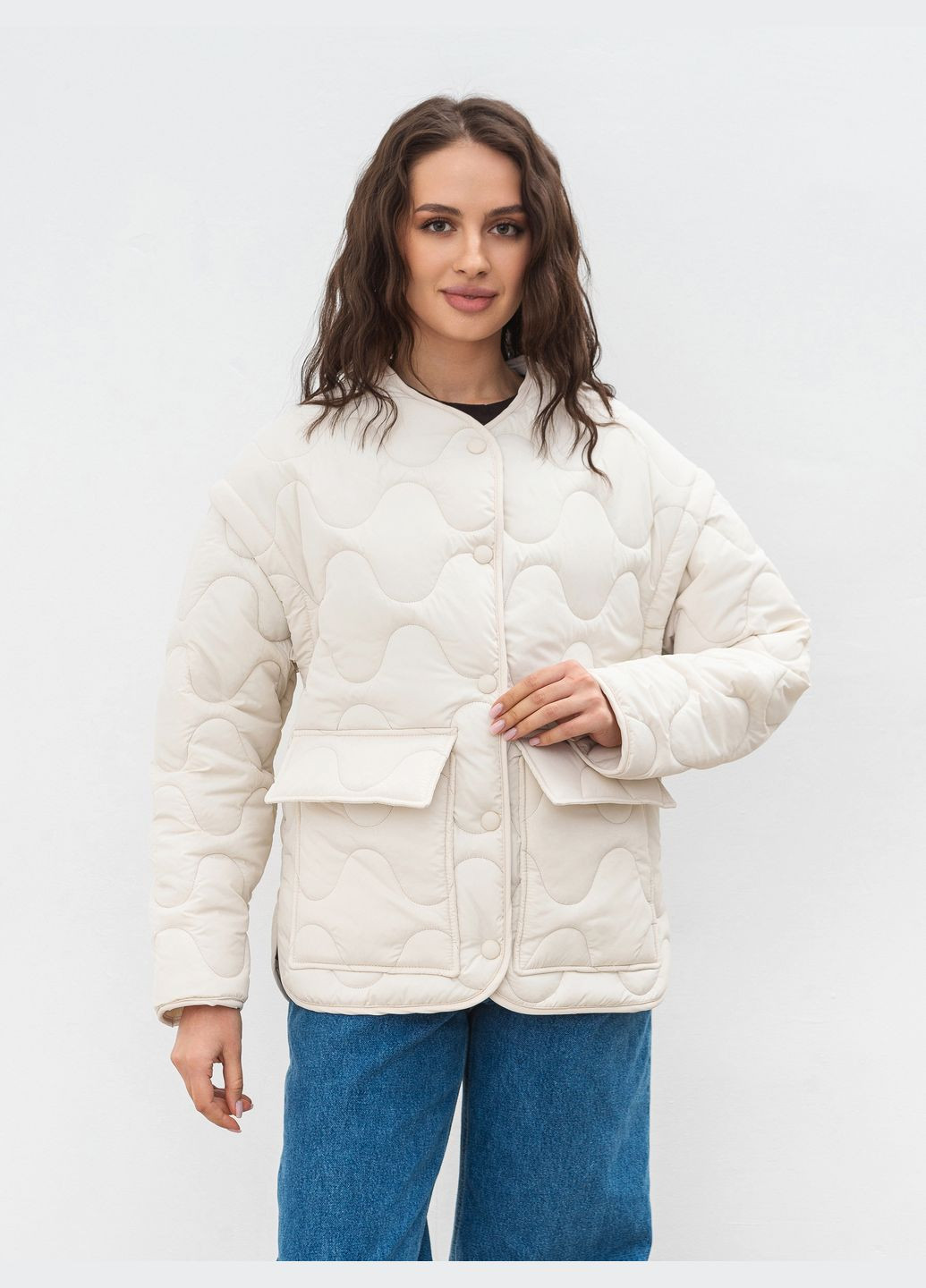 Молочная демисезонная куртка-жилет Romashka Буффало