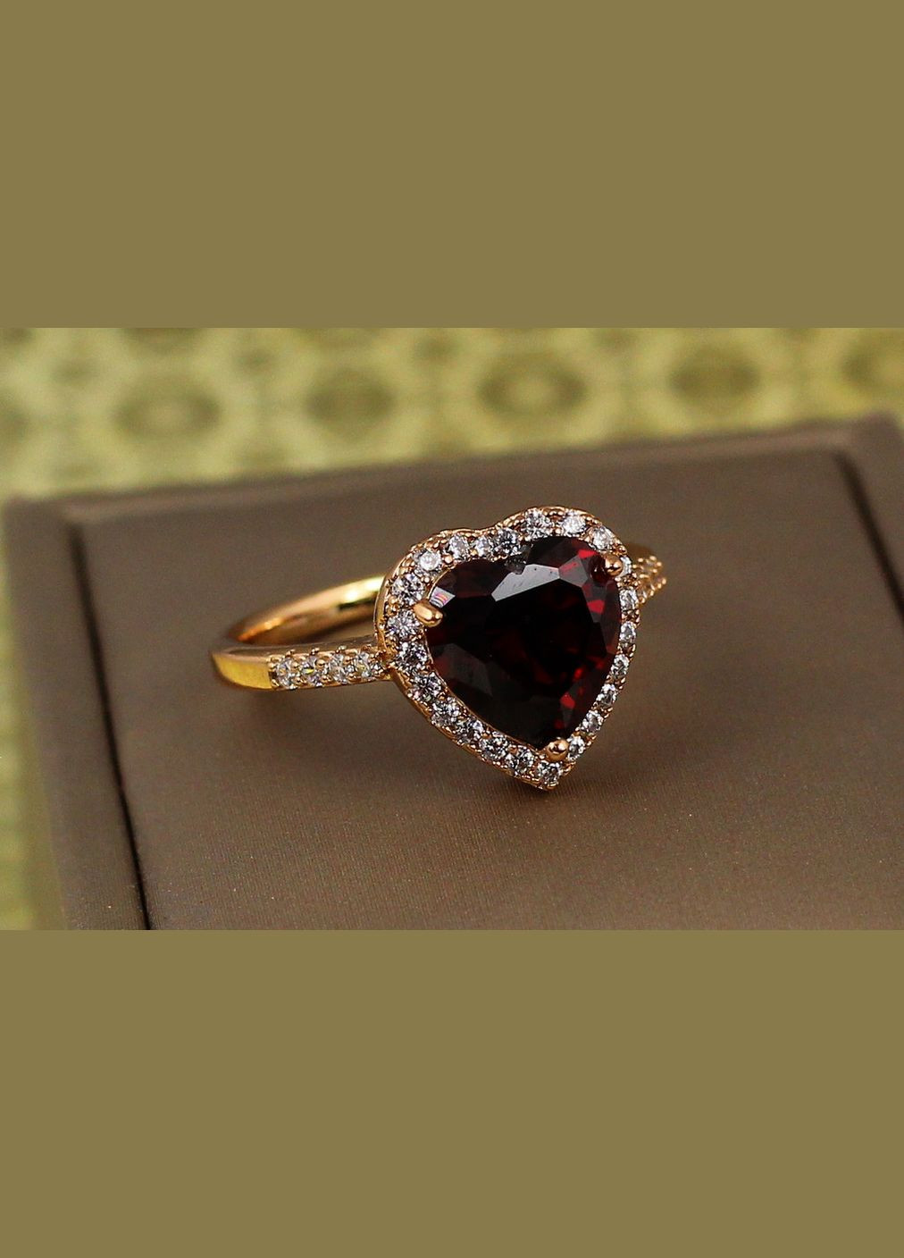 Кільце серце океану з червоним каменем 1,4 см р золотисте Xuping Jewelry (317405333)