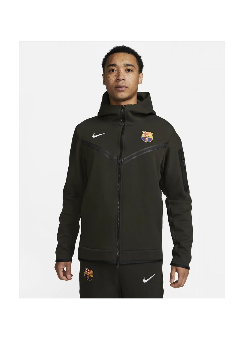 Оливкова вітровка чоловіча fc barcelona tech fleece windrunner olive Nike