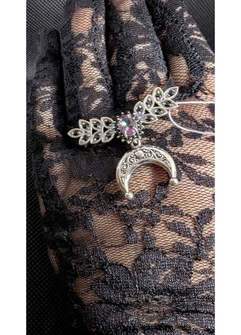 Кулон підвіс срібний дукач на шию Луннця ажурна 925 проба, на стрічку або чокер No Brand (327435357)