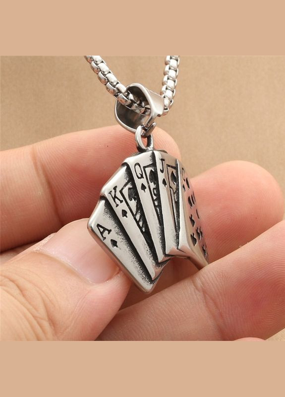 Кулон із ланцюжком на шию флеш рояль підвіска покер амулет картки STORE 179 (329202032)