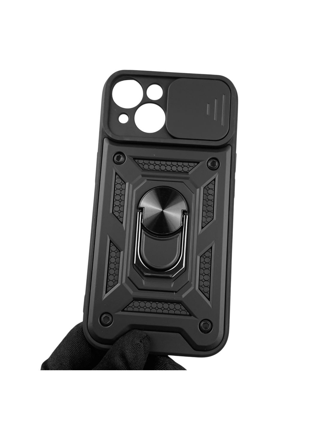 Чехол для iPhone 15 бронированный с кольцом со шторкой на айфон 15 чёрный rg1 Apple (366231635)