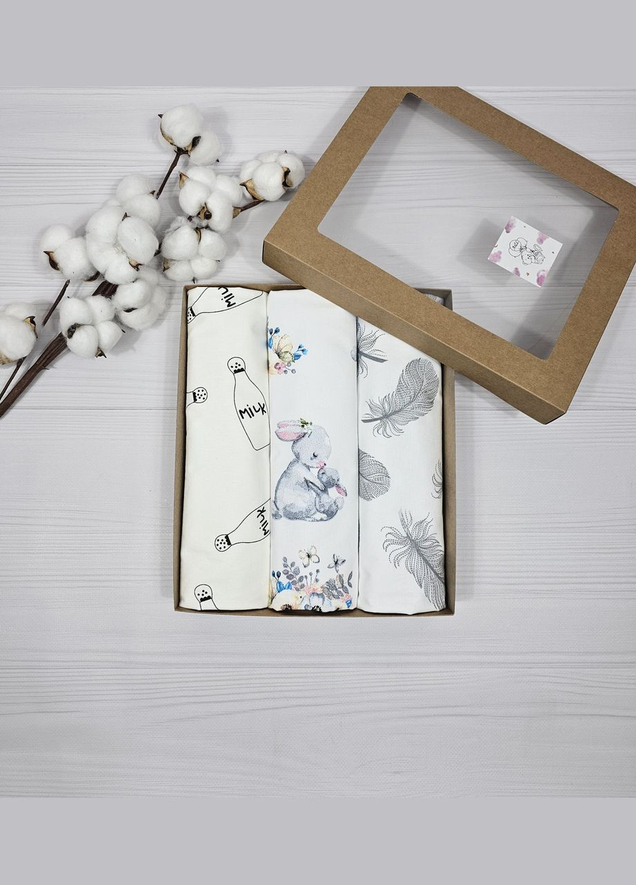 Набор для малыша: из 3 непромокаемых пеленок a.l.babybox Зайка с мамой 50х80 белый No Brand (316318326)