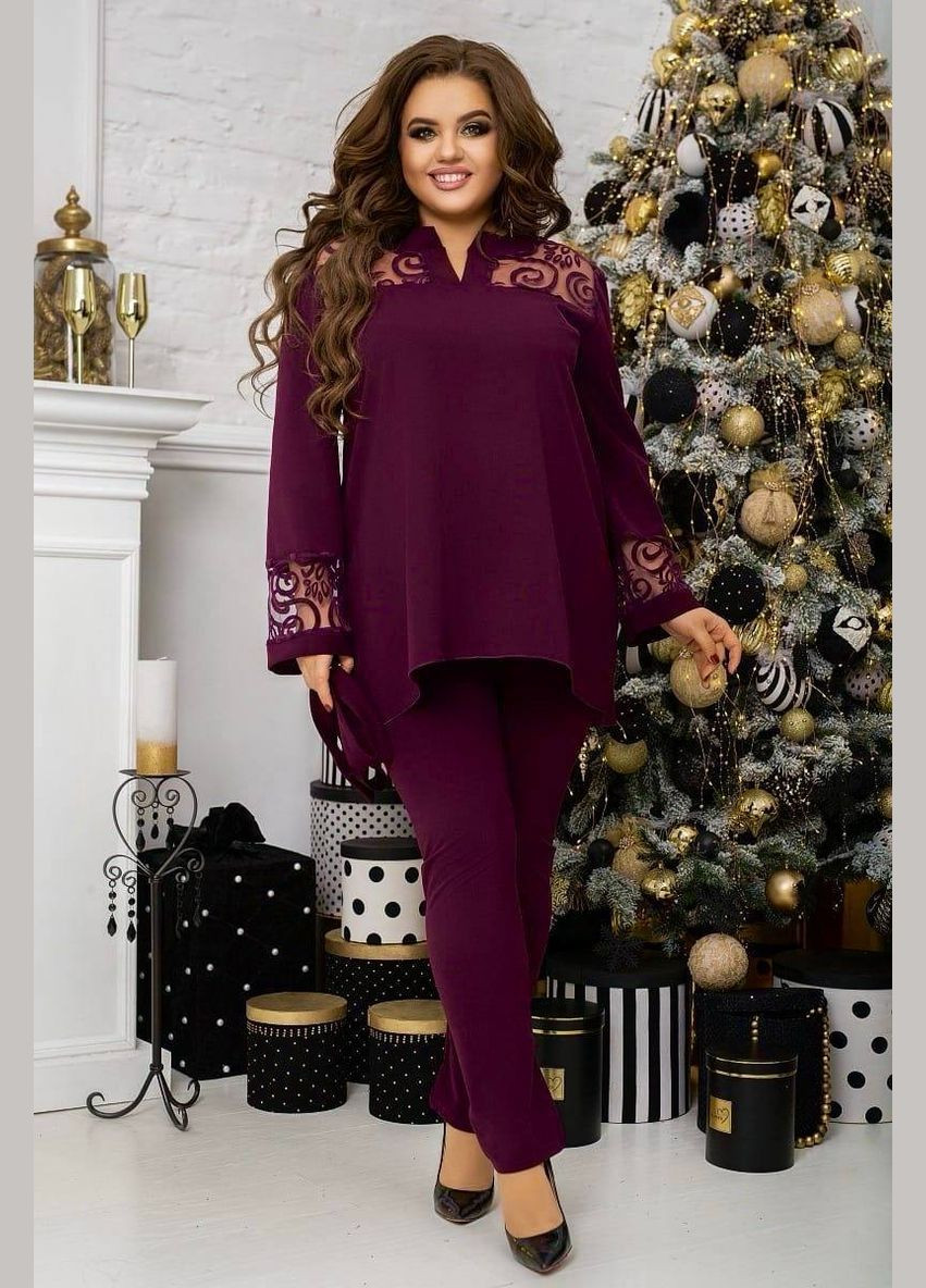 Женский вечерний костюм-двойка цвет марсал New Trend (304987142)