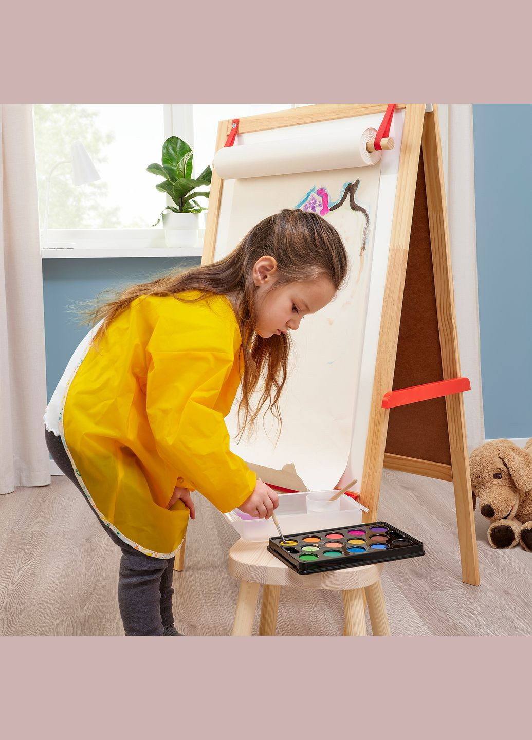 Фартук детский с длинными рукавами желтый IKEA (272150602)