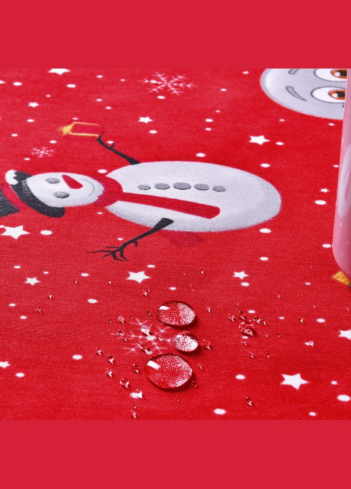 Скатертина 170х260 см новорічна святкова з пляма і водовідштовхувальним просоченням бавовна червона IDEIA (342128632)