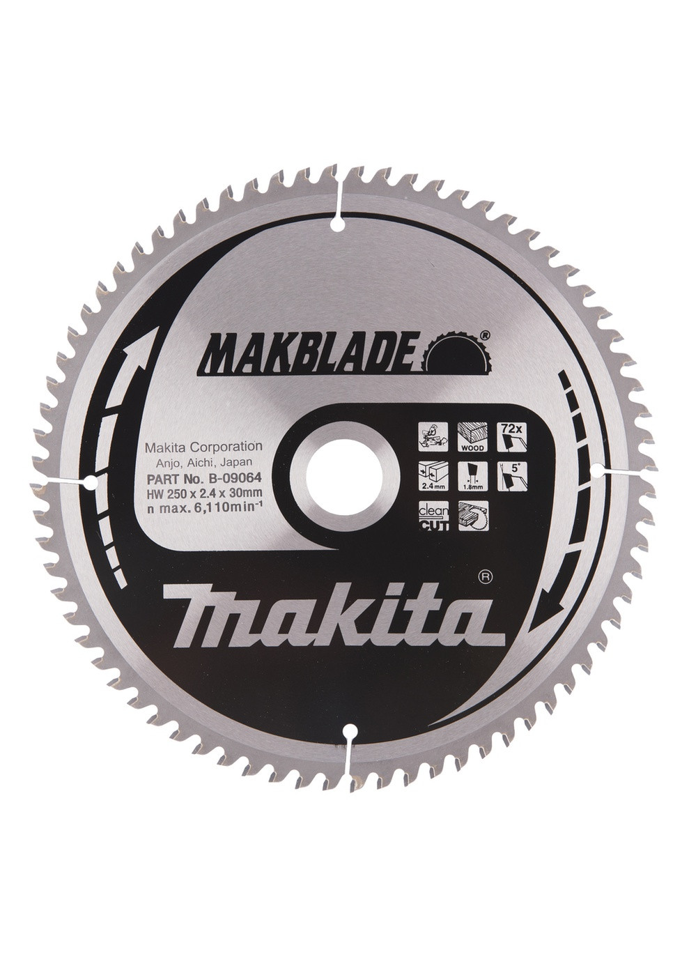 Пиляльний диск MAKBlade B09064 (250x30 мм, 72 зубів) по дереву (6488) Makita (267819645)