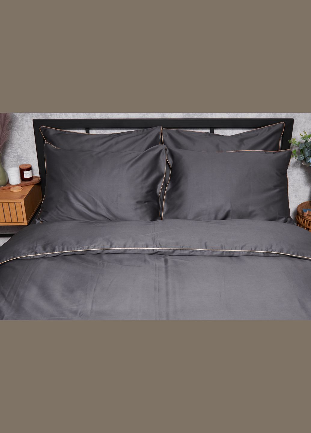 Комплект постельного белья Satin Premium двуспальный 175х210 наволочки 2х70х70 (MS-820003892) Moon&Star gold corner (288043718)
