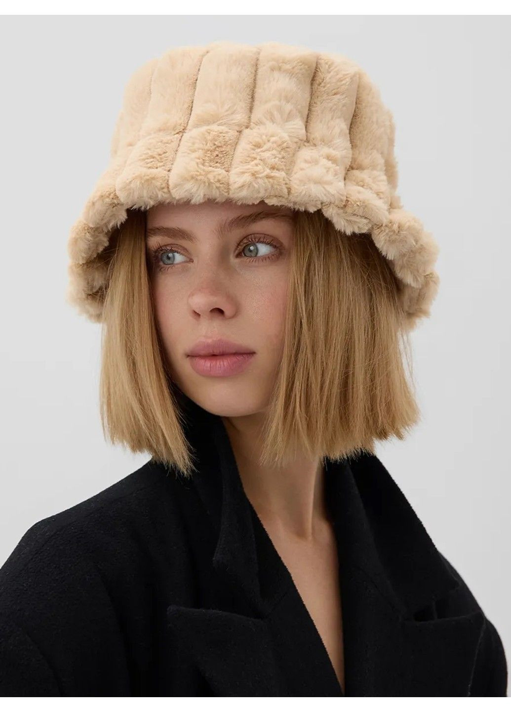 Панама жіноча зимова тепла Warm плюшева хутряна бежева No Brand (315745622)