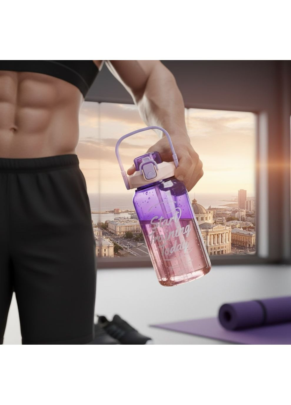 Стильна пластикова пляшка START TRAINING для води 1500мл. Фіолетова No Brand (296101825)