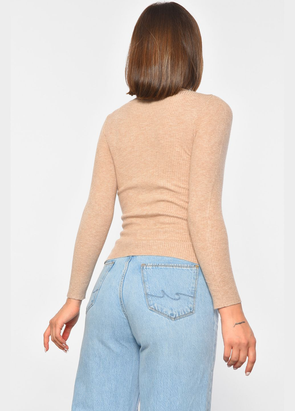 Гольф жіночий однотонний бежевого кольору Let's Shop (301905434)