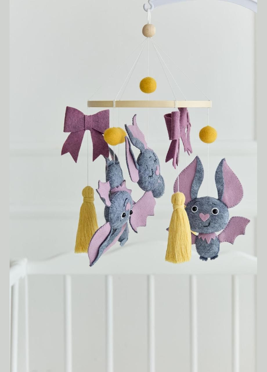 Дитячий мобіль на ліжечко для немовлят WoollyFox "Милі Кажани" No Brand (342757825)