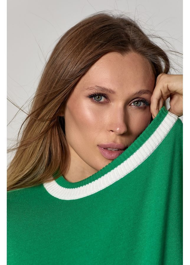 Зеленый джемпер 2763 зеленый с белым Triko Bakh
