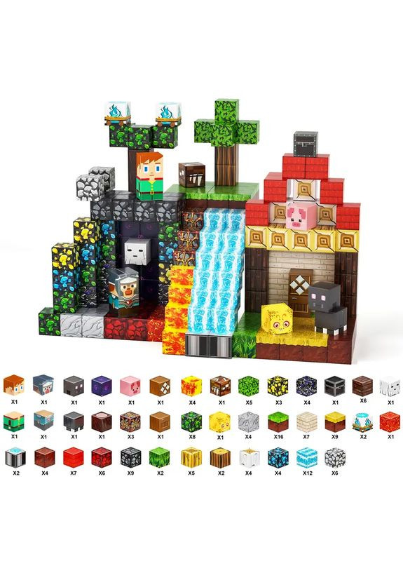 Магнитный конструктор Minecraft 150 шт кубики на магнитах детский Майнкрафт Крепость No Brand (363042412)