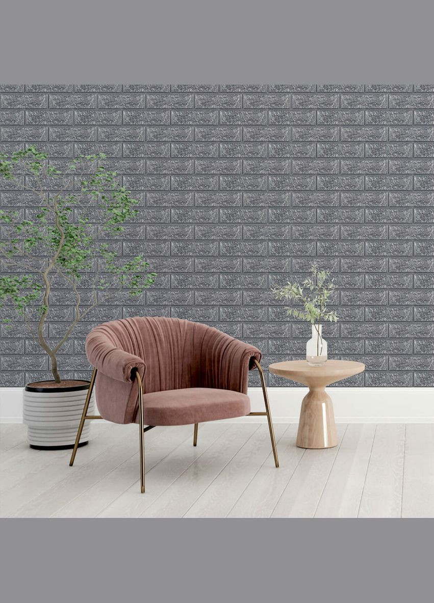 3D панель самоклеюча цегла Срібло 700х770х5мм (017-5) SW-00000038 Sticker Wall (298284403)