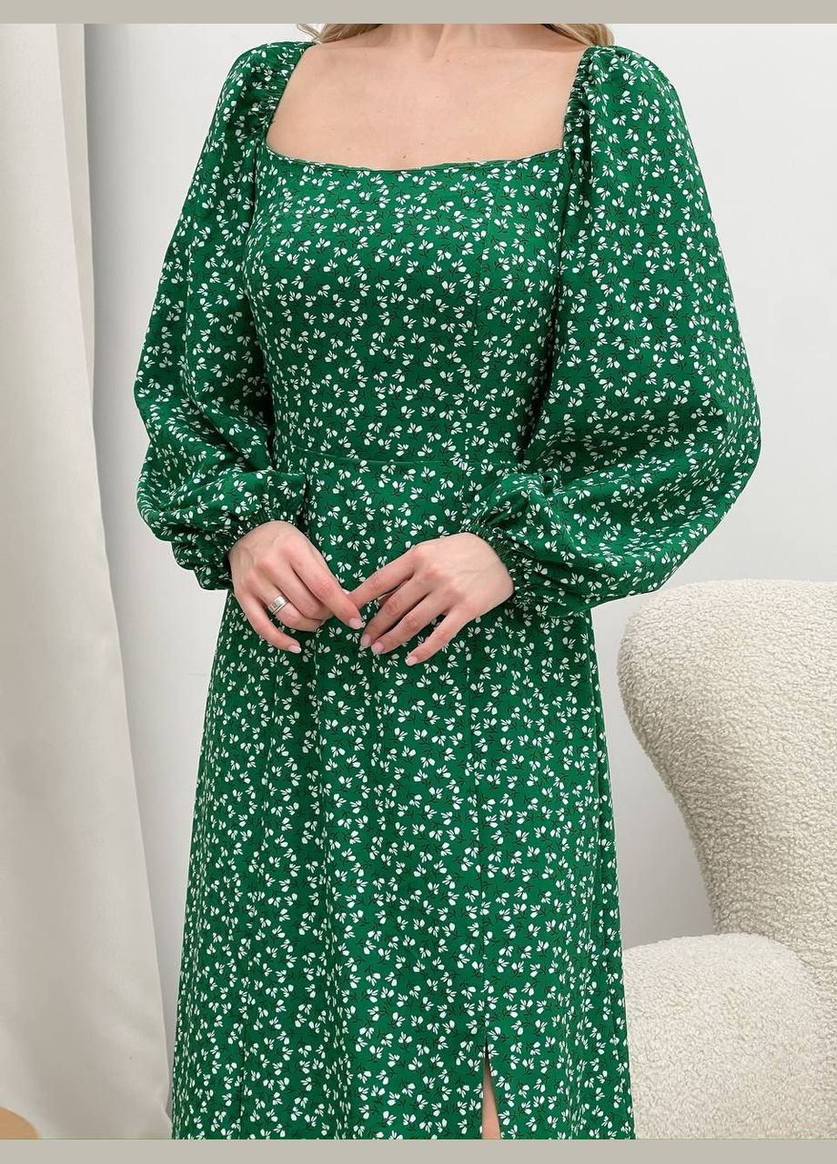 Зеленое кэжуал платье N.Family с цветочным принтом