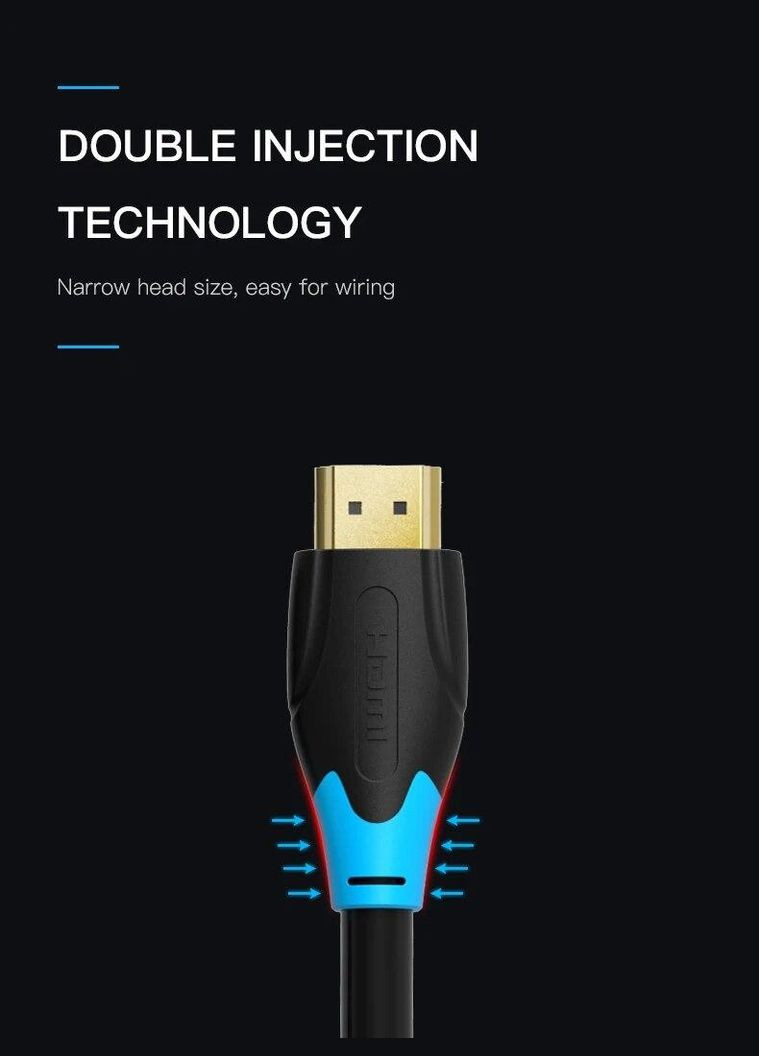 HDMI 2.0 кабель PVC Upgrade чорний в обплетенні 2 м (AACBH) Vention (300524069)