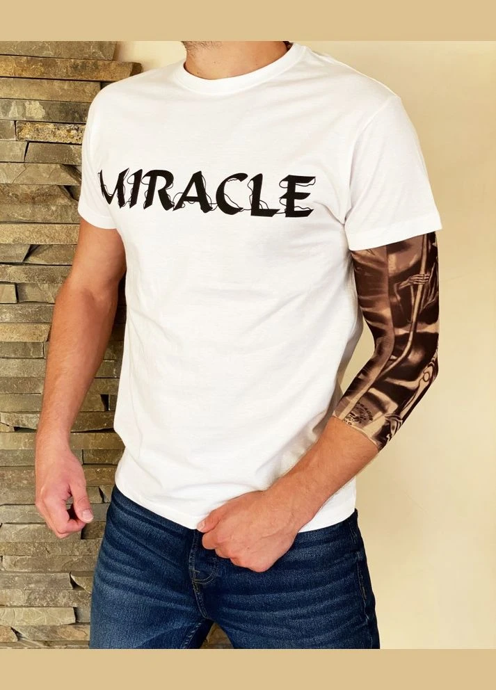 Белая мужская белая футболка skull nlb white Miracle
