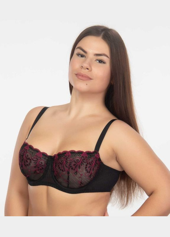 Чёрный балконет бюстгальтер на косточках с мягкой чашкой Elita с косточками