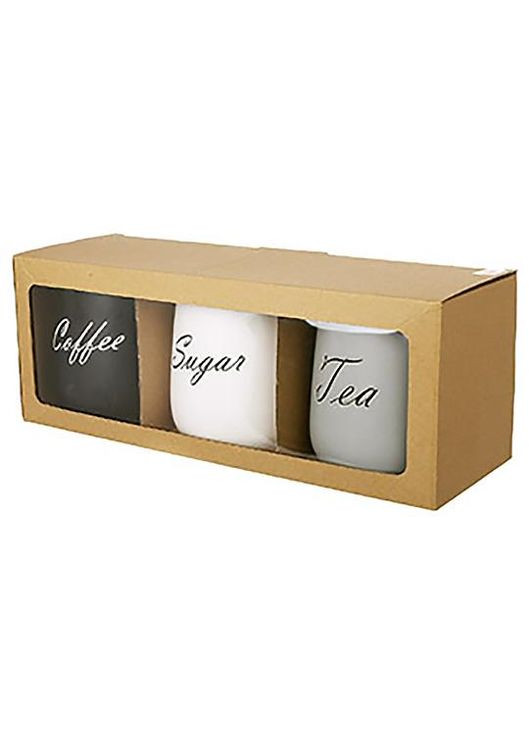 Набор 3 банки Merceyl "Sugar, Tea, Coffee" по 1000мл, керамика с деревянными крышками Bona (372173143)